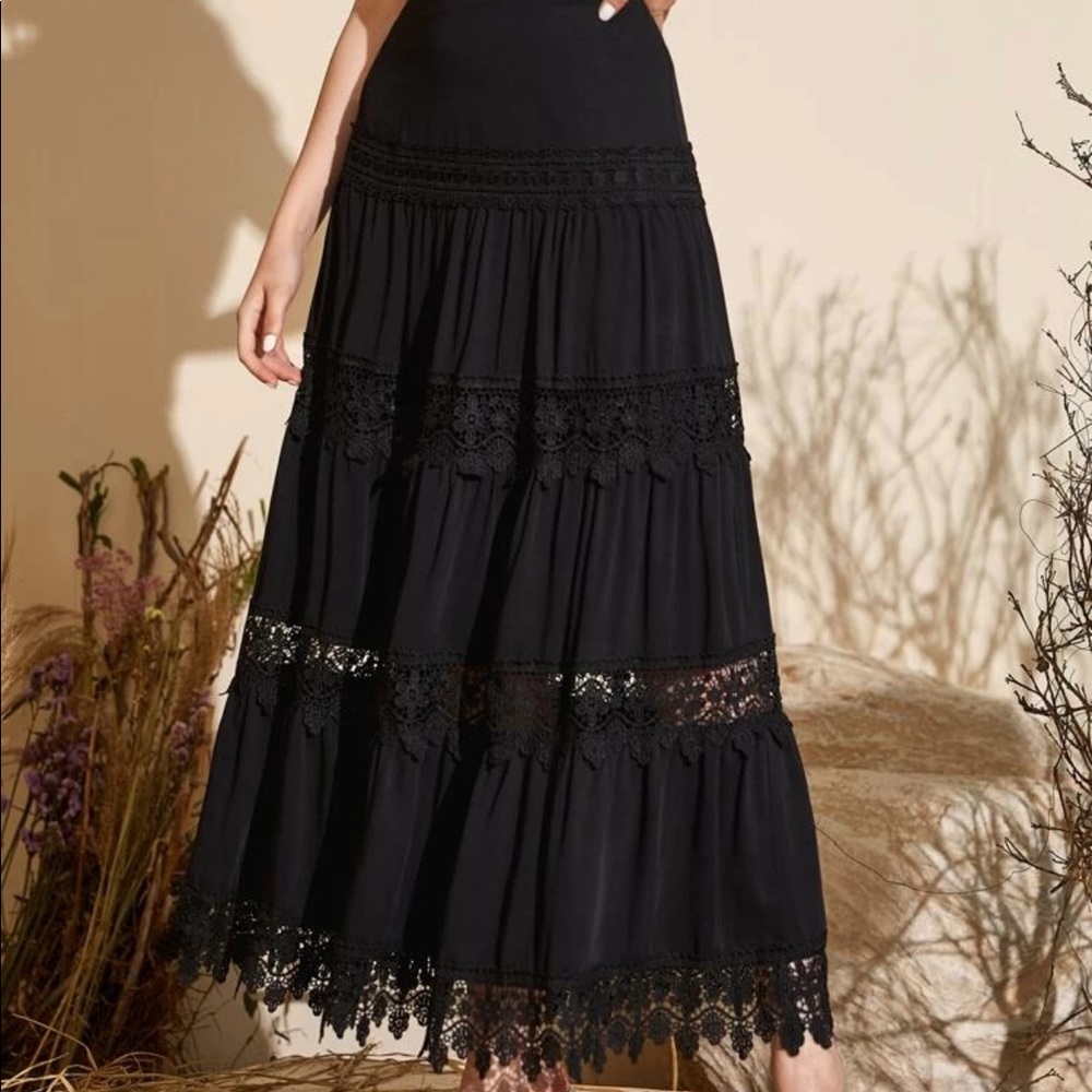Black Lace Maxi Skirt